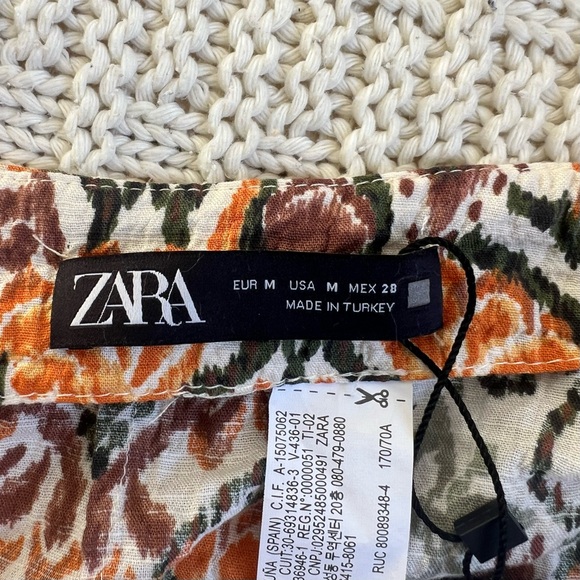 Zara Abstract Print Mini Skirt | Green, Orange, Beige | Size: M | Women - Picture 8 of 11